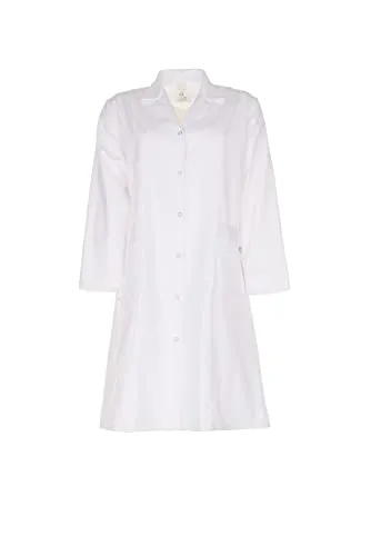 Planam Arztkittel für Damen - Beliebter Berufsmantel in reinweiß, ideal für Apotheke, Labor und Praxis. Hohe Hygiene, bequem und pflegeleicht. Material: 65 % Polyester, 35 % Baumwolle, maßstabil und einlauffest.