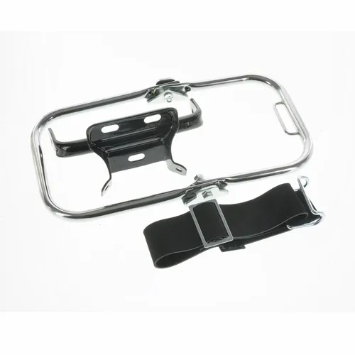 SET Gepäckträger komplett - kurzer Stützbügel, verchromt, Schutzblechhalter in schwarz, Riemen vollständig - für S50, S51, S70