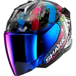 Shark Motorradhelm Skwal i3 Jet Hellcat - Motorradhelm mit integriertem Sonnenvisier und innovativem Belüftungssystem, ideal für sicheres Fahren bei Tag und Nacht dank unabhängiger LEDs und verschiedenen Leuchtmodi.