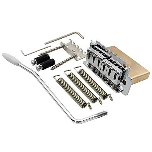 Musiclily Pro 52,5mm Moderne 2-Point Tremolo Steg Bridge 40mm Solide Messing Block für Squier Strat Style E-Gitarre, Chrom