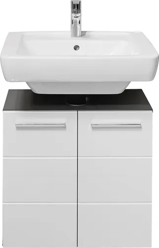 Waschbeckenunterschrank >Gloss< in Weiß-Anthrazit - 60x62x31 (BxHxT)