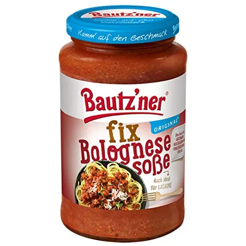 Bautz'ner Fix Bolognese Soße, 400ml Glas - Fertige Bolognese Soße für Pasta und mehr, ohne Geschmacksverstärker, gluten- und laktosefrei – ideal für Clean Eating!