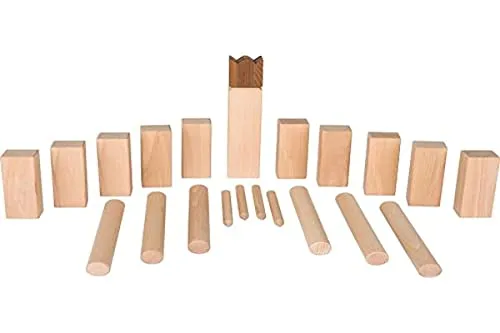 Goki 56686 Kubb Wikinger Spiel - Sortier- & Stapelspielzeug aus 100% Naturholz, ideal für spannende Spiele im Freien mit Familie und Freunden.