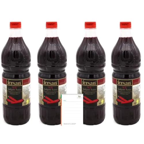 Fersan Salgam Scharf 4er-Pack (4 x 1 L) – Fermentiertes Steckrübensaft Getränk, Scharf und Vegan + Ben's Garden Notizblock Set
