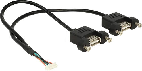 DELOCK 84839 - USB 2.0 Kabel, Pfostenbuchse auf 2x A Buchse, 0,25 m