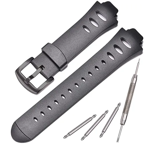 MCXGL Premium Gummi Uhrenarmband Ersatzband für Suunto Observer SR X6HRM, schwarz/Silberne Schnalle 20mm schwarz
