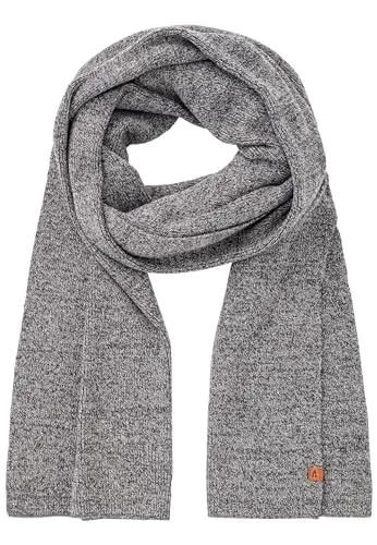 camel active Herren Strickschal aus reiner Baumwolle in Grau - Herren-Schal aus 100% Baumwolle mit feiner Rippenstruktur und melierter Optik, ideal für stilvolle Looks in der kalten Jahreszeit, Länge: 180 cm, Breite: 28 cm.
