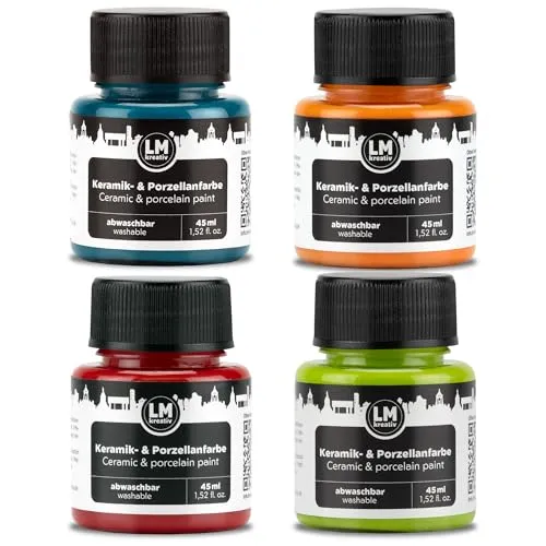 LM-Kreativ Keramik- & Porzellanfarbe 4 x 45 ml Set „Spring“ – Pastell Zauber