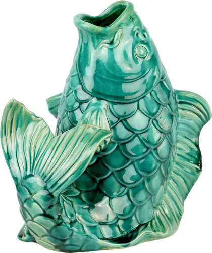 FURNARO Fischform Dekovase aus Keramik, maritimes Design in grün von FURNARO
