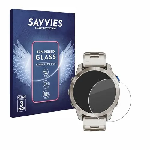 Savvies Panzer Schutz Glas für Garmin D2 Mach 1 (3 Stück) 9H Hartglas, Anti-Fingerprint, Displayschutz