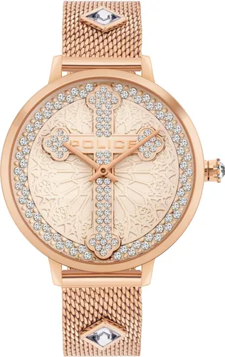 Police Unisex Analoge Quarz Uhr PL16031MSR - Elegante Armbanduhr mit rose-goldenem Edelstahlarmband und -gehäuse, wasserdicht bis 3 bar, ideal für stilbewusste Herren.