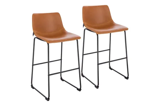 SVITA Barhocker JOHN 2er-Set, cognac - Stilvolle Barhocker aus Kunstleder mit Fußablage und Rückenlehne, ideal für gemütliche Abende. Pflegeleicht und bequem – perfekt für jedes Zuhause!