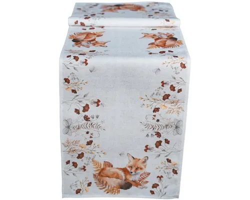 matches21 HOME & HOBBY Tischdecke Tischläufer COCO mit Fuchs Druck Herbst-Deko Polyester 40 x 140 cm (1-tlg), Pflegeleicht & waschbar bei 30 °C