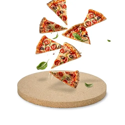 Feuerfest 123 Pizzastein rund - Hochwertiger Backstein für perfekte Pizza - Pizzastein aus lebensmittelechter Schamotte, Ø 31 cm, hitzebeständig bis 1.400 °C für knusprige Ergebnisse - ideal für Grill & Backofen.