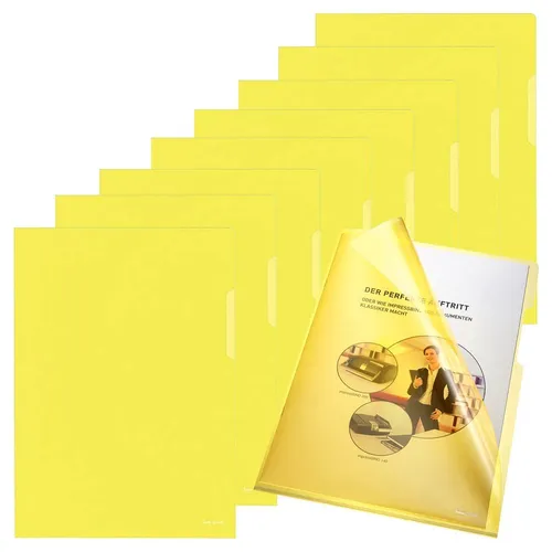 Bene Sichthüllen DIN A4 gelb glatt 0,15 mm - 100 Stück - Prospekt- & Sichthüllen, langlebig und ideal für die sichere Aufbewahrung von Dokumenten in leuchtendem Gelb.