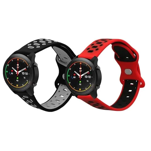 kwmobile 2X Sportarmband kompatibel mit Xiaomi Watch S4/S4 Sport/S3/S2/Watch S1 Active/Redmi Watch 5 Active Armband - Fitnesstracker Band Set aus TPU Silikon