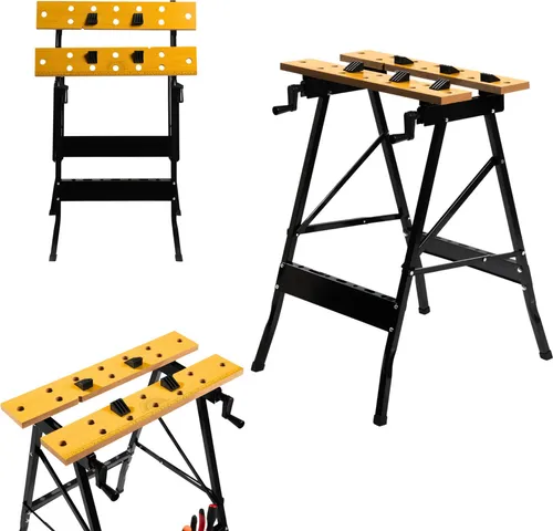Klappbare Werkbank 100 kg – Faltbarer Arbeitstisch mit Holzplatte