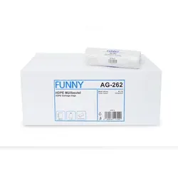 Funny Müllbeutel 60 Liter - 2.000 Stück - Müllsäcke aus HDPE, ideal für hygienische Entsorgung in Büros, Schulen und Kliniken. Starke, transparente Beutel für vielseitige Abfälle, 40 Rollen à 50 Stück.