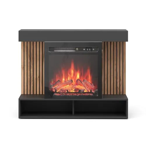 Vicco Elektrokamin Lynea, Schwarz, 100 cm mit Flammeneffekt