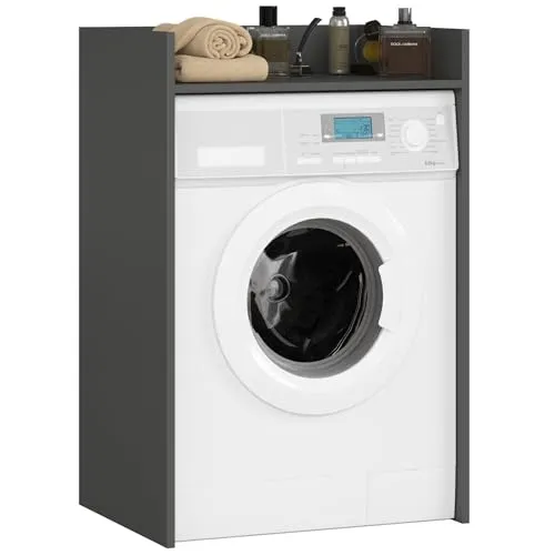 AKORD Waschmaschinenschrank 64cm – Praktischer Überbauschrank für Badezimmer - Hoch- & Midischränke fürs Bad: Raumsparender Waschmaschinenschrank mit großzügiger Oberplatte für Ordnung und Stil in kleinen Badezimmern.