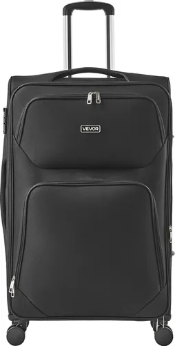 VEVOR Erweiterbarer Weichschalenkoffer mit Spinner-Rädern - Schwarzer Handgepäckkoffer mit TSA-Schloss und 360°-Rollen für müheloses Navigieren. Erweiterbar für zusätzlichen Stauraum, ideal für Reisen.