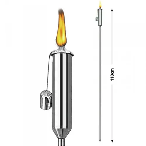 Produktbild Edelstahl Gartenfackel Garten Fackel Fackeln Feuer 110cm Rostfrei Öllampe Neu