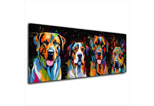 Artedinoi Leinwandbild Pop Art große Hunde Colour Leinwandbild Wandbild Kunstdruck XL Wanddek
