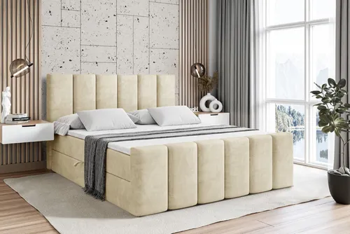 ALTDECOR Boxbett BOXI1-Z (Multipocket-Matratze H4, H3 Matratze Bonellfederung, Topper, Kopfteil), Doppelbett mit Fußteil