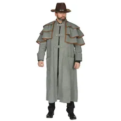 Metamorph Cowboy-Kostüm Westernmantel Marshal, Langer, robuster Staubmantel mit angenähter Pelerine grau 54-56