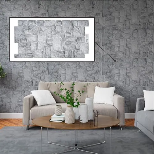 Untitled 3D-Wandpaneele PVC | Stein Optik | 1-20 Platten - 0.5-10 m² | Für Wohnzimmer, Küche & Bad | Einfache DIY-Montage (1, Graustein)