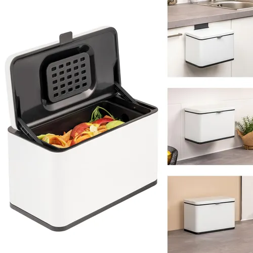 eluno Biomülleimer 3L mit Geruchsfilter - Praktischer Komposteimer mit 3 Montagearten: Stellen, Hängen oder Kleben. Aus Edelstahl mit geruchshemmendem Kohlefilter, ideal für die Küche und flexibel einsetzbar.