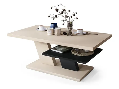 Mazzoni Couchtisch Cliff Beige / Schwarz matt Tisch Wohnzimmertisch 110x60x45