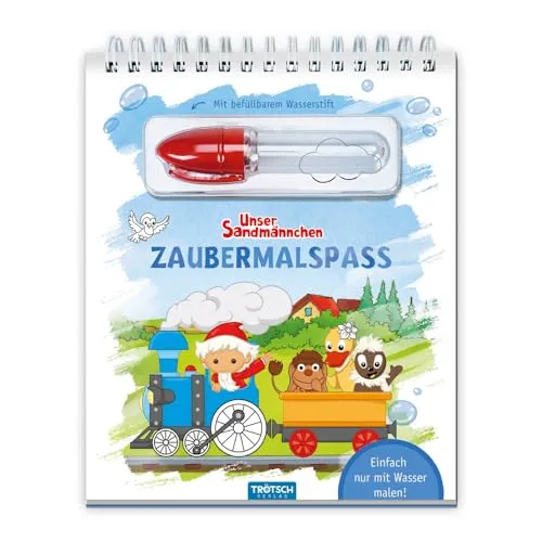 Trötsch Unser Sandmännchen Zaubermalspaß mit Wasserstift: Malblock mit nachfüllbarem Wassermalstift