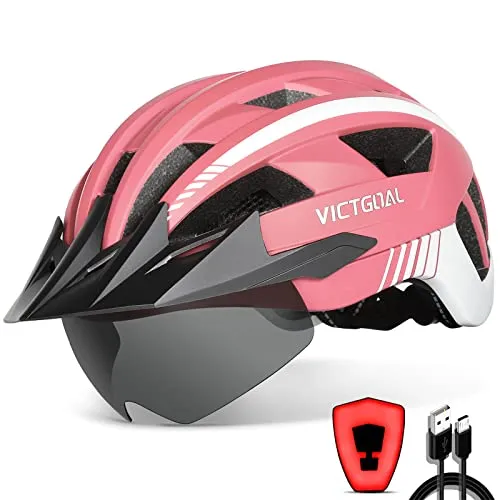 VICTGOAL Fahrradhelm mit abnehmbarer Schutzbrille – MTB Helm für Herren und Damen
