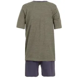 Henry Terre Schlafanzug Pyjama Set Shorty - V-Neck grün XXL