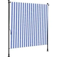 vidaXL Außenrollo - Einziehbare Senkrechtmarkise mit Kurbel, 200x270cm, Blau Weiß - Markisen für Terrasse und Balkon, UV-beständig und einziehbar für flexiblen Sichtschutz und Schatten. Robuster Stahlrahmen und stilvolles Design für vielseitige Einsatzmöglichkeiten.