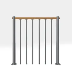 Minka Brüstungsgeländer mit vertikalen Stäben und Holz-Handlauf Eiche Grau