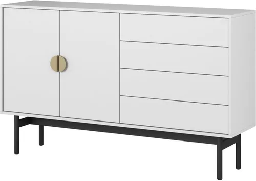 Sideboard Stoon, weiß, 154 cm breit - Kommode in elegantem Design, ideal für Ordnung und Stil, Maße: 154 cm B x 92,5 cm H, pflegeleicht und stabil, perfekt für jedes Wohnzimmer.