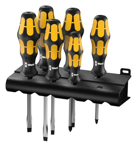 Wera Schraubendrehersatz 932 S 6 Kraftform Plus - 6-teilig, inklusive Rack, ergonomisch und langlebig für präzises Arbeiten