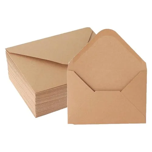 Yolistar 60 Stück Briefumschläge, Kraftpapier-Umschläge DIN B6-17,5 x 12,5 cm, Nassklebung ohne Fenster, Für Hochzeit, Gruß-Karten, Einladungen, Hochzeit, Geburtstagskarten, Weihnachten Geschenkkarten