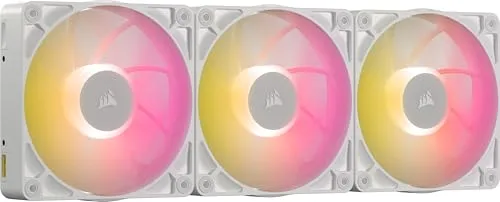 Corsair iCUE LINK RX120 MAX RGB Gehäuselüfter 3er-Pack - Weiß - Gehäuselüfter mit beeindruckender RGB-Beleuchtung, perfekt für Gaming-PCs. Inklusive iCUE LINK-System-Hub für einfache Steuerung und optimale Kühlung.