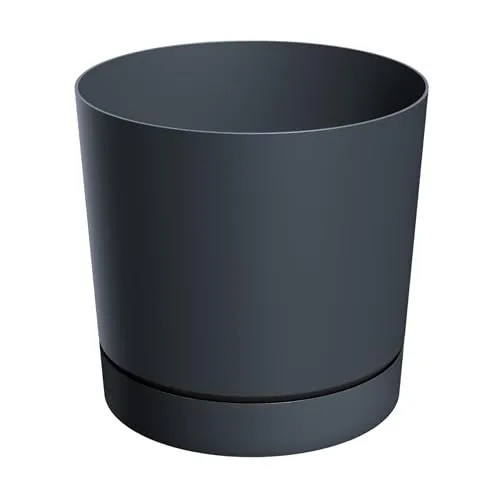 XL Kunststoff Pflanzkübel rund anthrazit - Ø 47 cm - Pflanzenkübel mit Untersetzter, UV-beständig und frostresistent, ideal für Innen- und Außenbereich. Elegantes Design mit Wasserablauflöchern für optimale Pflanzenpflege.