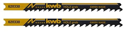 kwb Stichsägeblätter für Holz aus flexiblem HCS-Stahl mit Einnockenschaft (T-Schaft), Einstichzahn, optimaler Sägemehltransport, langanhaltende Schärfe, polierte Oberfläche, für feine Schnitte