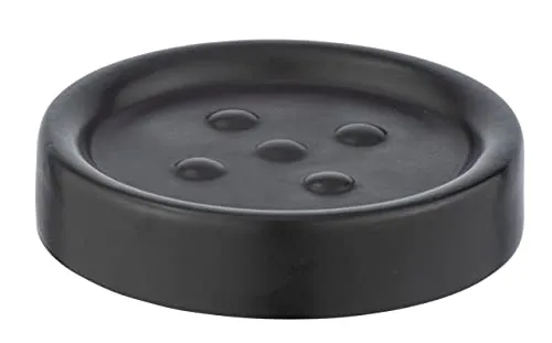 WENKO Seifenablage Polaris – Edle Keramik Seifenschale in Schwarz matt - Seifenschalen: Praktische und stilvolle Aufbewahrung von Handseife oder Schmuck, aus hochwertiger Keramik für Langlebigkeit und minimalistische Optik.