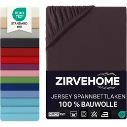 ZIRVEHOME Spannbettlaken 120x200 cm. Jersey Spannbetttuch 100% Baumwolle Bettlaken, Jersey, Gummizug: Rundumgummi, (1 Stück), Atmungsaktiv Baumwolle Spannbettlaken 120x200 cm bis 25 cm Höhe, Braun braun 120 cm x 200 cm
