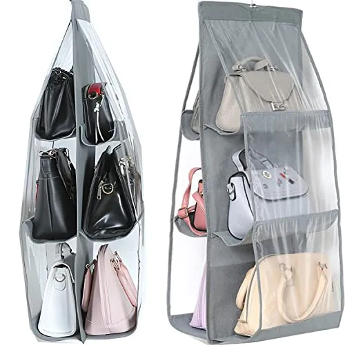 Retoo Hängeorganizer mit 6 Taschen für Handtaschen mit Hook, Stabiler Hängeregal für Handtücher Windeln Spielzeug, Hängeaufbewahrung für die Tür Büro Schlafzimmer Kinderzimmer, Schrankorganizer