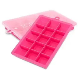 Intirilife 2x Eiswürfelformen in PINK – 2er Set à 15 Fächer Eiswürfel Silikonformen mit Deckel – Flexibler Eiswürfelbehälter Verschließbar