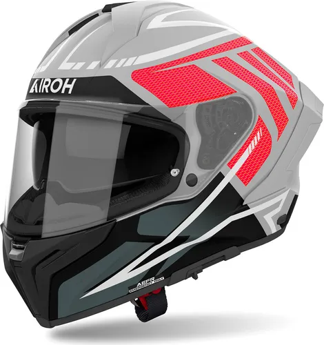 Airoh Matryx Rider Helm, schwarz-grau-rot, Größe S - Motorradhelm mit extra großem Sichtfeld, werkzeuglosem Visier und Airoh Antibeschlagsystem – ideal für sicheres Fahren.