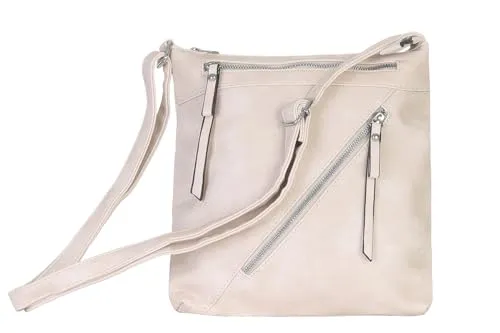 simaranda Handtasche Damen moderne Schultertasche Umhängetasche mit Reißverschluss Shopper Beutel mit verstellbaren Riemen 20205 (Beige)