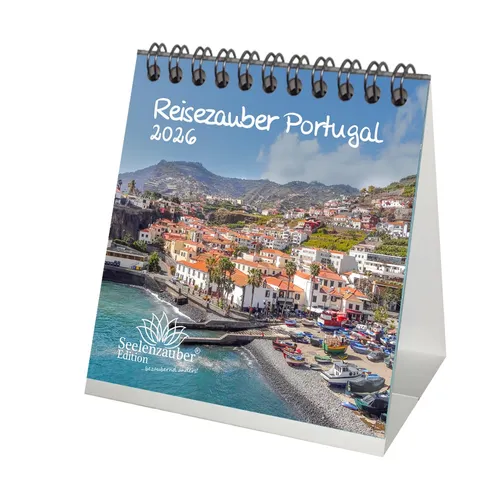 Reisezauber Portugal Tischkalender 10cm x 10cm für 2026 Lissabon Meer Strand Url
